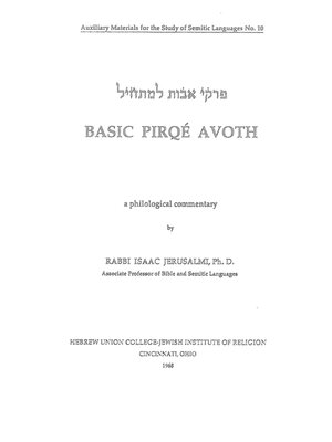 cover image of Basic Pirqe Avoth